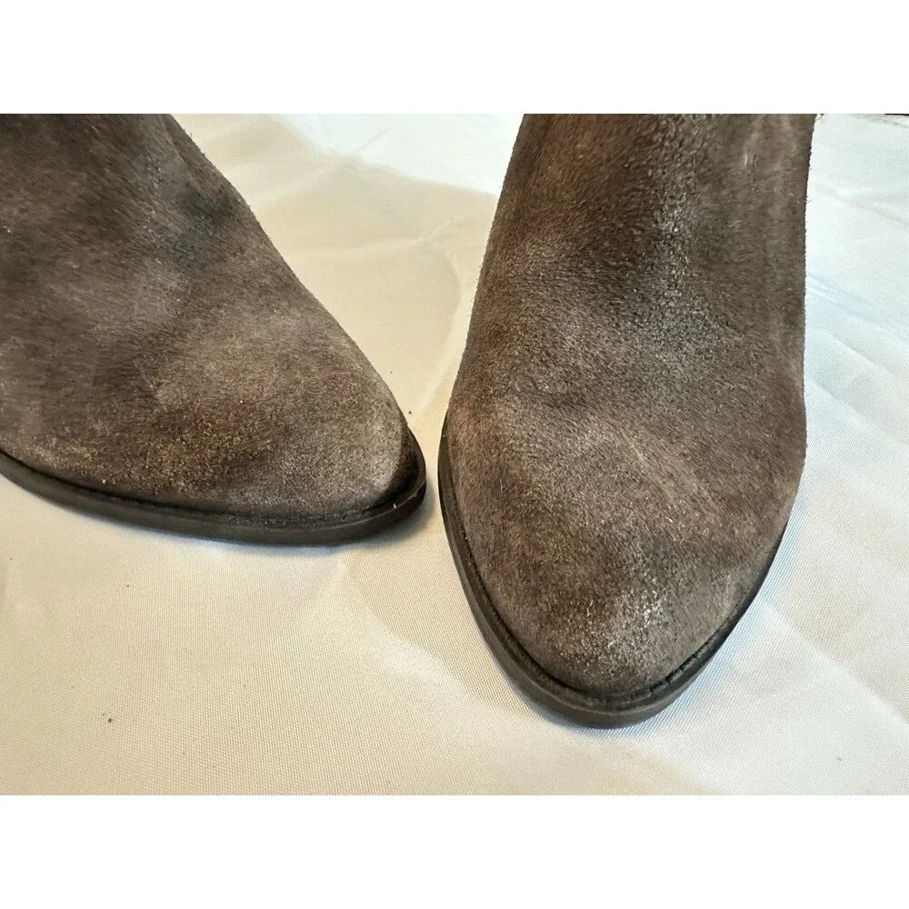 Franco Sarto Brown Suede Wedge Booties Braided Tassel Boho Womens 10